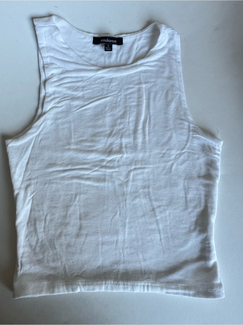 Ambiance White Ribbed Crewneck Tank - Women's